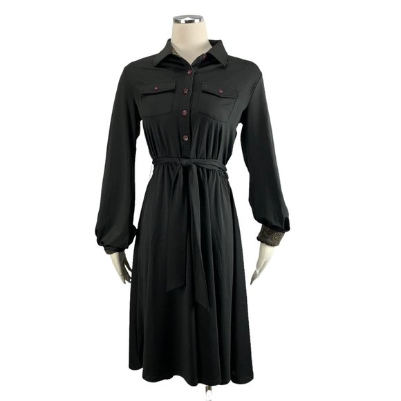 Matilda Jane Medium Black Dress NWT Spare Paint by Numbers Modest Long Sleeve St - Picture 1 of 8